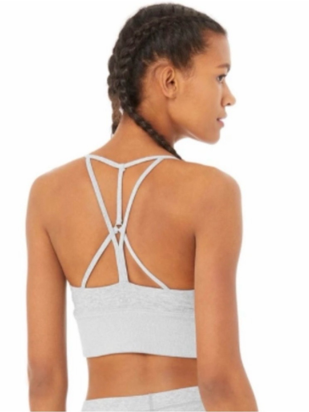 Alo Yoga AloSoft Lavish Bra in Heathered Grey Size Small Activewear Sports Bra - Picture 2 of 7
